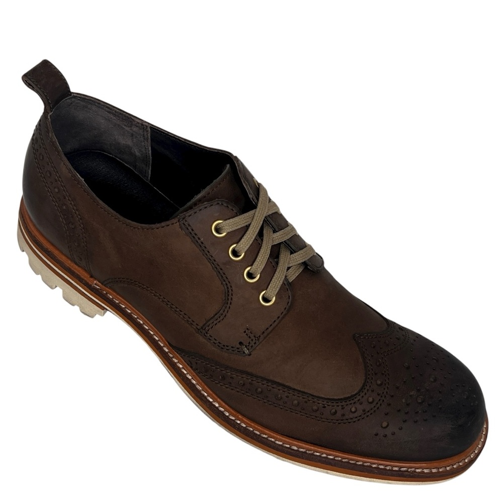 John Varvatos Townsend Men’s Brown Leather Wingtip Oxford Shoes Size 9.5M Y2K